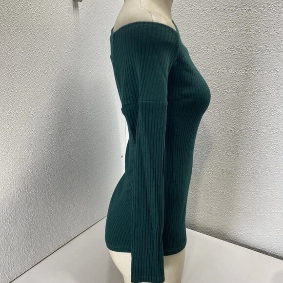 NEW MICHAEL LAUREN Womens Mapels Long Sleeve One Shoulder Top Size M Evergreen - Picture 4 of 11